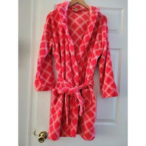Vera Bradley Soft plush Red And White Hooded Robe fleece Size small medium